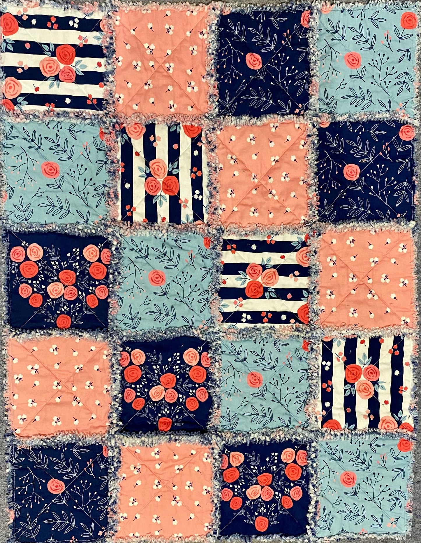Ragged Quilt - Blues and Pinks