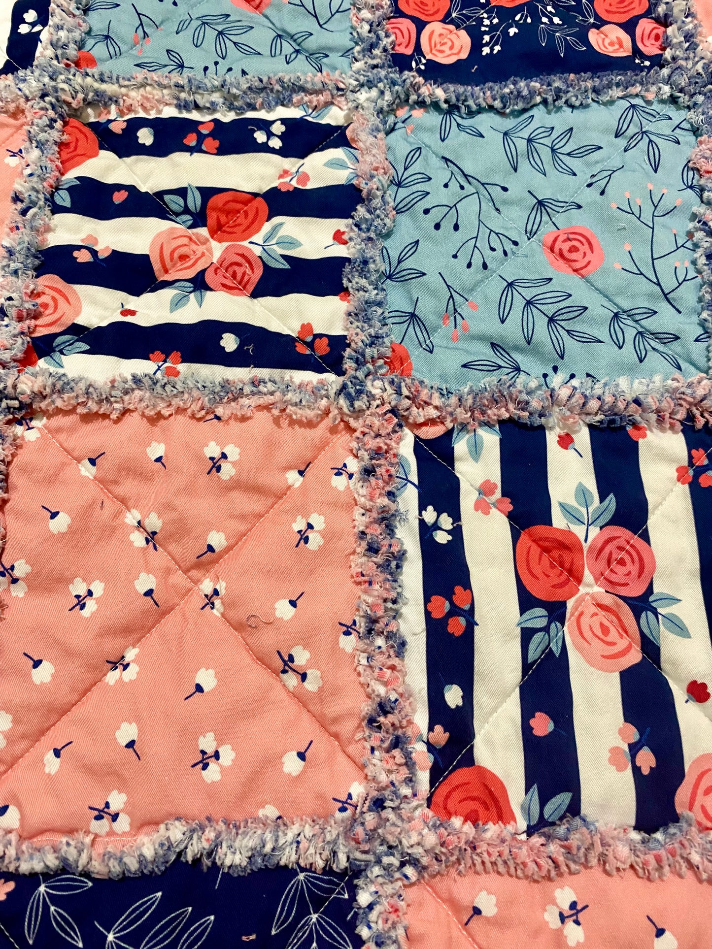Ragged Quilt - Blues and Pinks