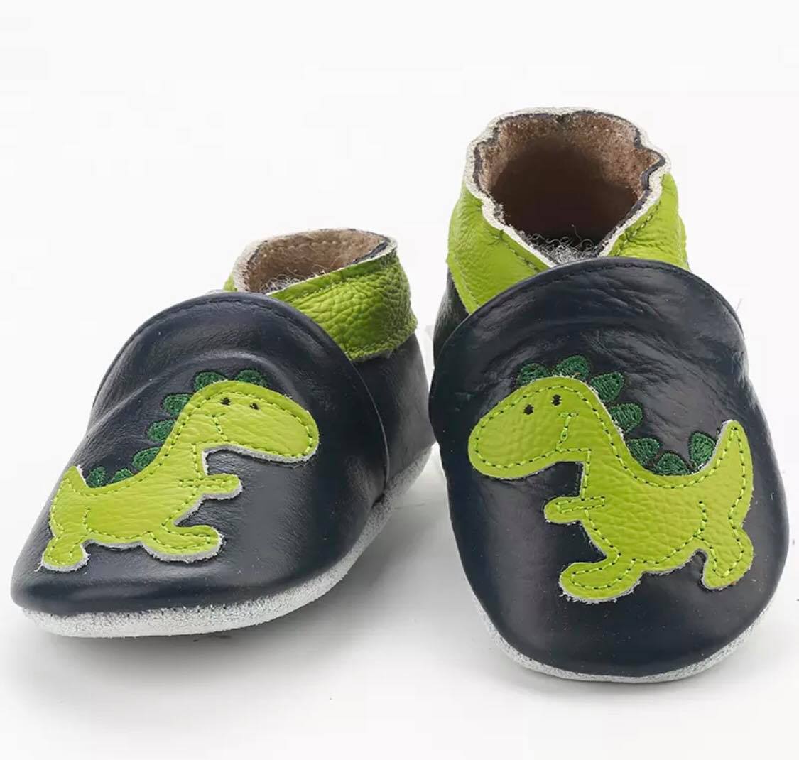 dinosaur - leather soft sole baby slippers