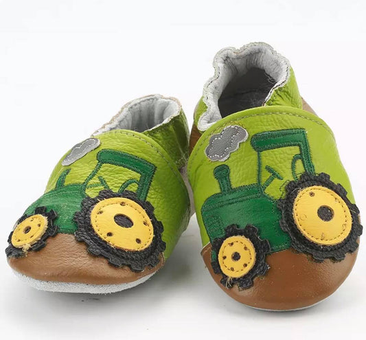 tractor - leather soft sole baby slippers