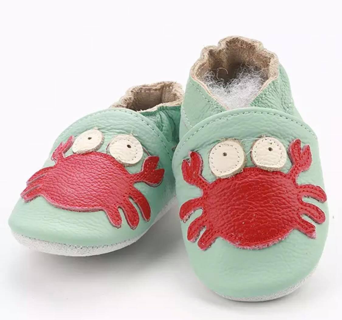 crab - leather soft sole baby slippers