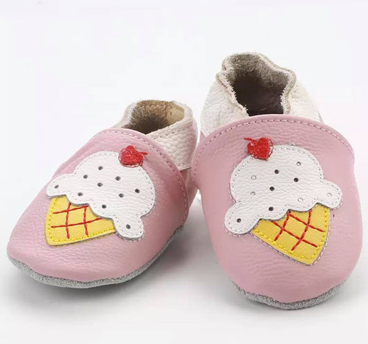 ice cream - leather soft sole baby slippers