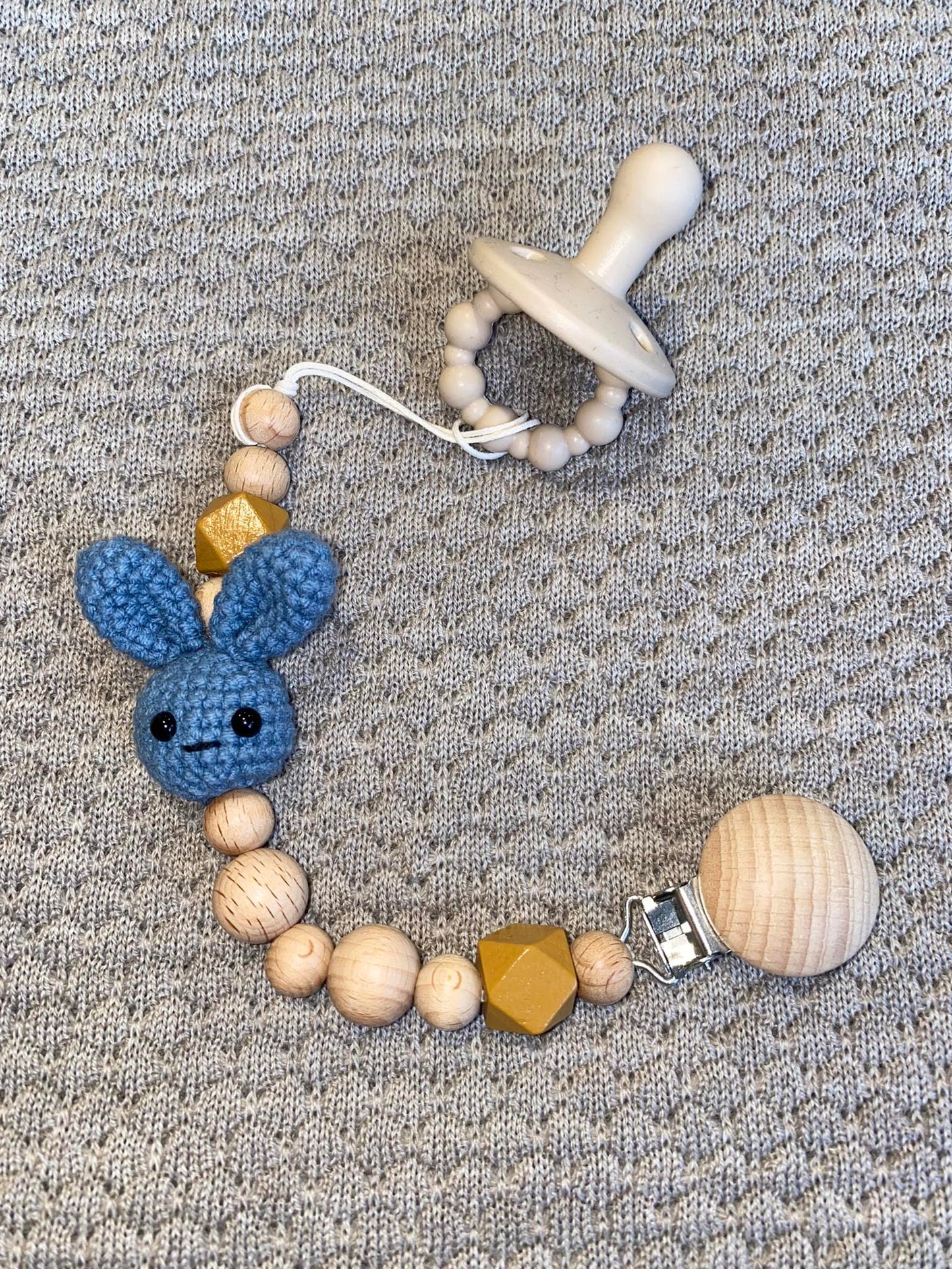 Crochet bunny dummy clip