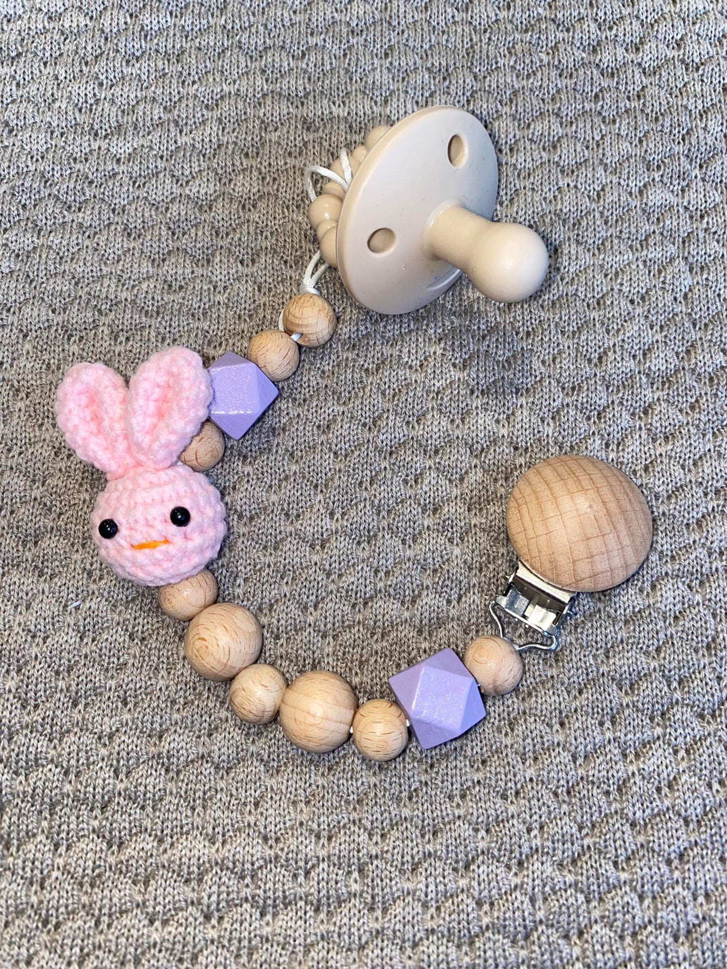 Crochet bunny dummy clip