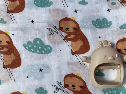 Bamboo/Cotton Muslin wrap - Sloth