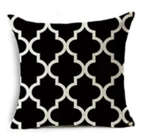 Moroccan design black/beige - Linen Cushion Cover