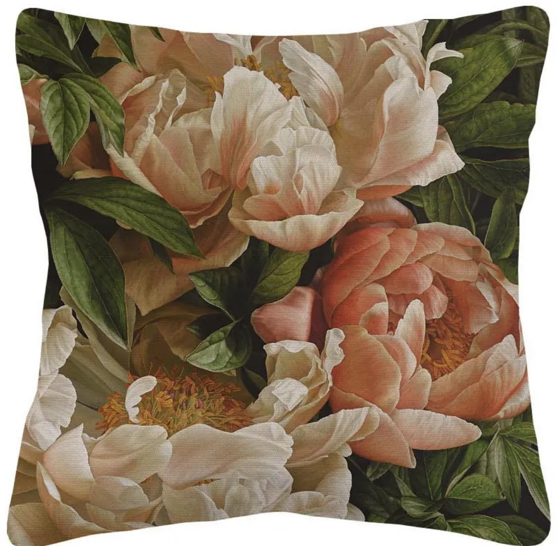 Coral Floral - Linen Cushion Cover