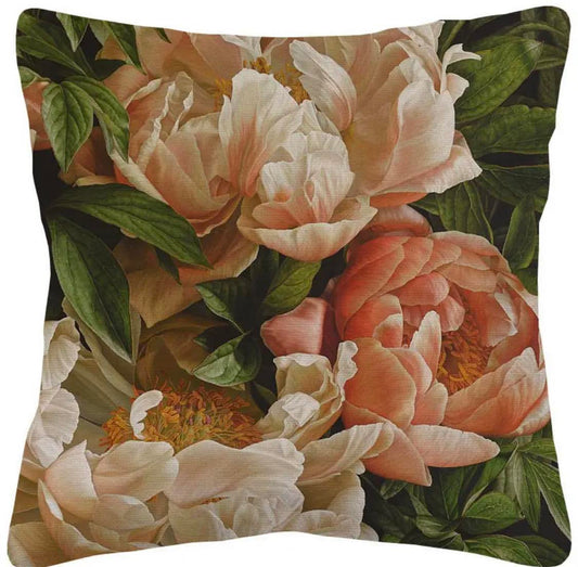 Coral Floral - Linen Cushion Cover
