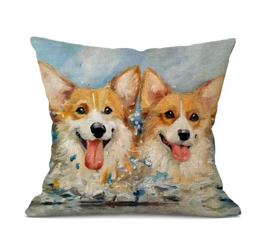 Corgis - Linen Cushion Cover