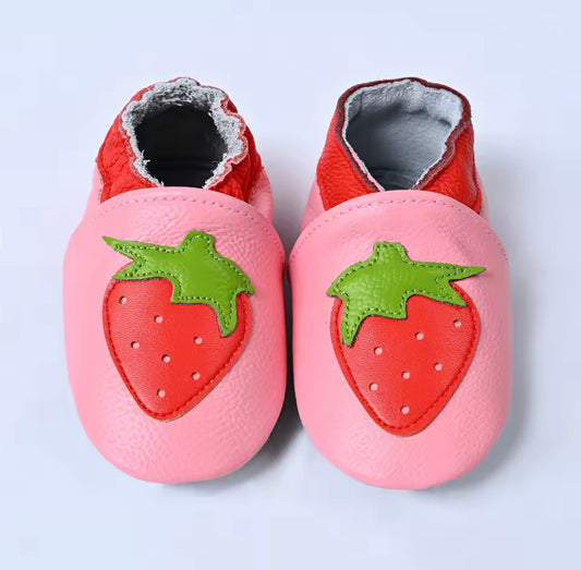 strawberry - leather soft sole baby slippers