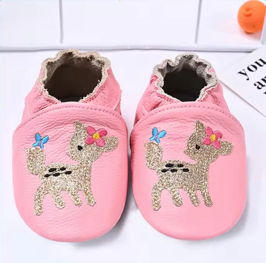 fawn - leather soft sole baby slippers