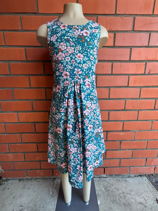 Pink floral on teal size 10 dress