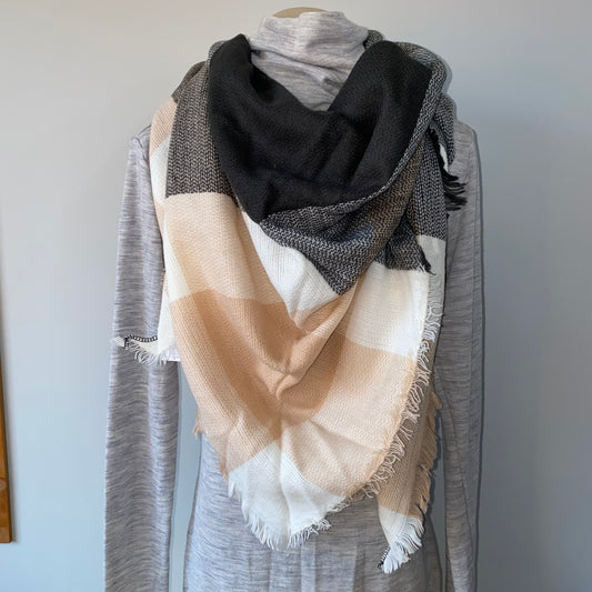 Triangle Scarf - #13 - Peach/Black/White