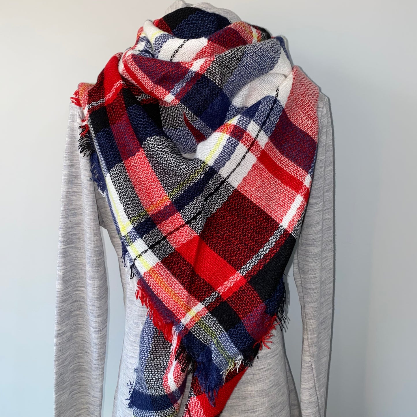 Triangle Scarf - #5 - Red/Navy/White/Yellow