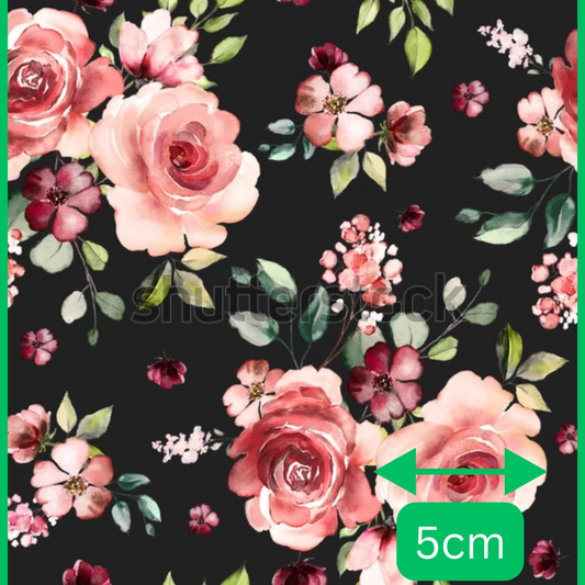 peach floral on dark background